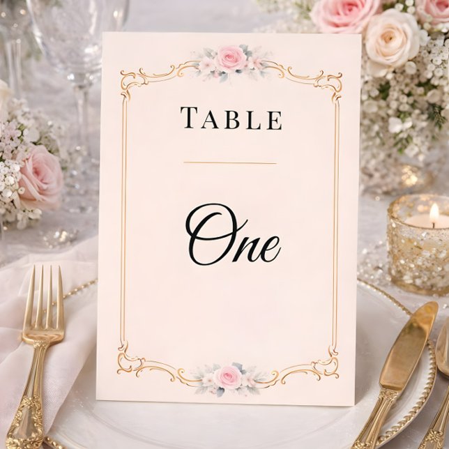 Elegant Rococo Wedding Table Numbers  (Table number card for rococo collection mockup)