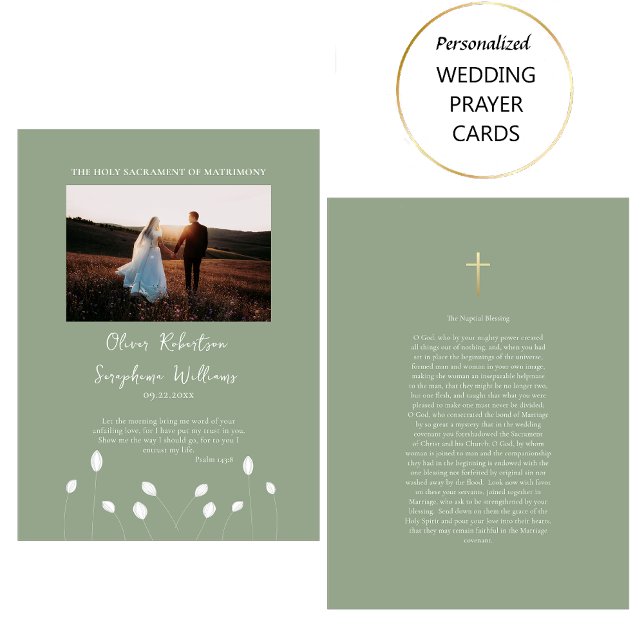 Elegant Roman Catholic Wedding Photo Prayer Card (Creator Uploaded)