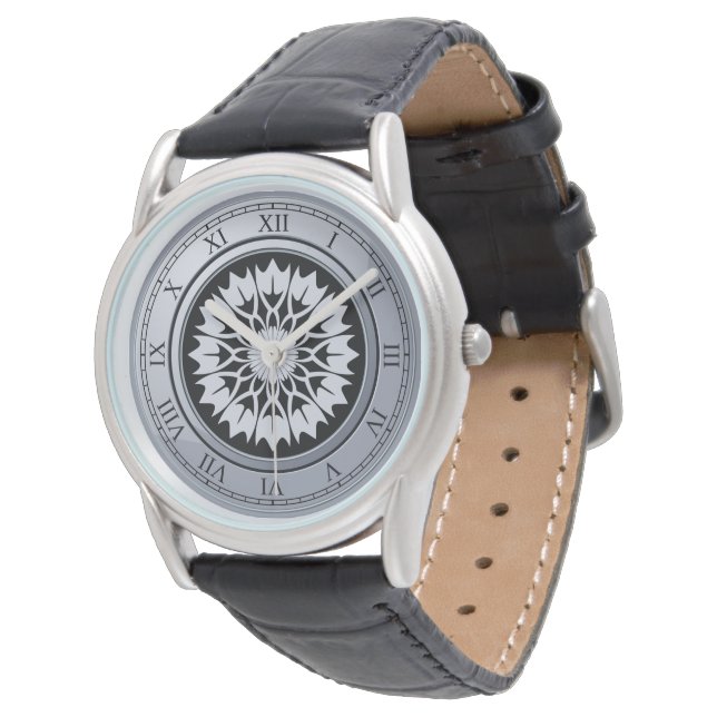 Elegant Roman Numeral Vintage Grey Watch (Angled)