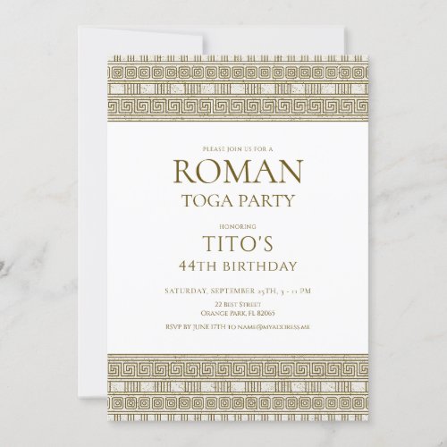 Elegant Roman toga party with stone elements Invitation