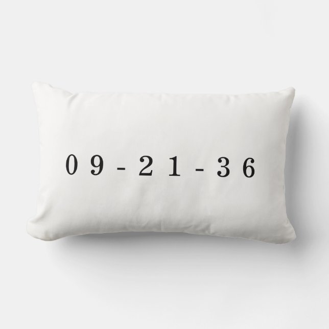Elegant Romance Newlyweds Couple Wedding Date Lumbar Pillow (Front)