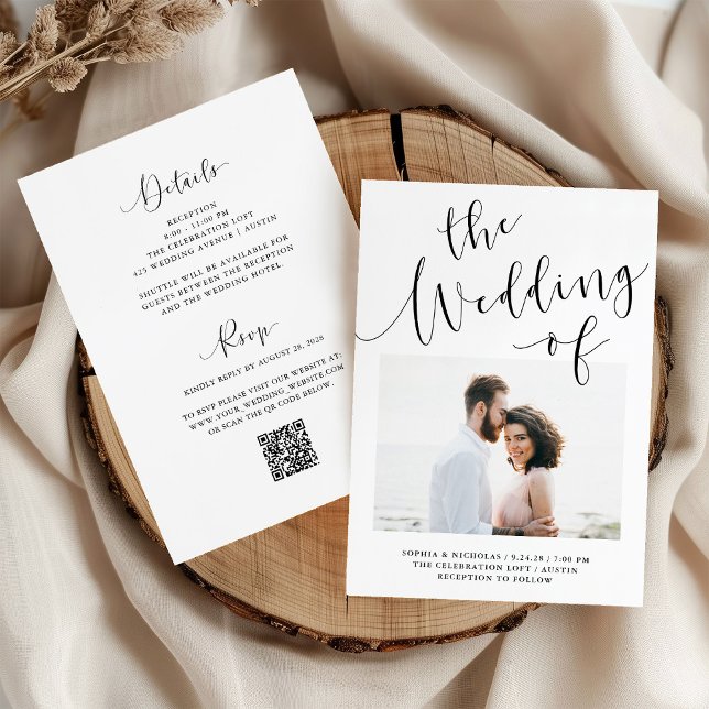 Elegant Romance | Photo QR Code All in One Wedding Invitation (Creator Uploaded)