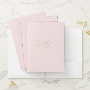 Elegant Romance Pink & Chic Gold Calligraphy Pocket Folder
