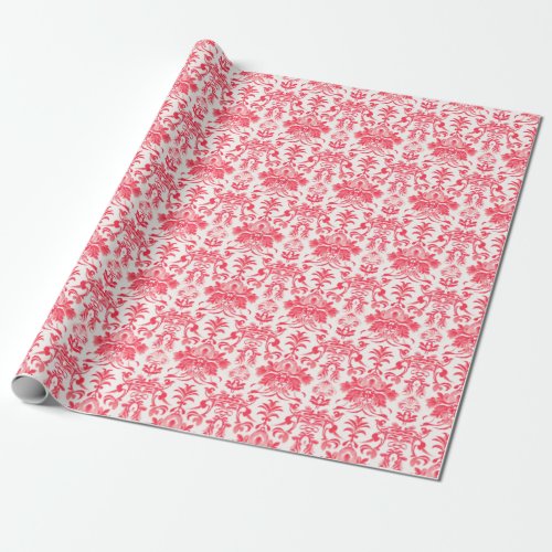Elegant Romance Red and White Wedding Flowers Wrapping Paper