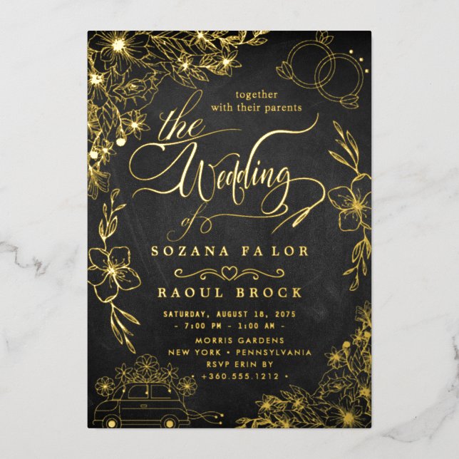 Elegant Romance | Rose Gold Foil  Wedding Foil Invitation (Front)
