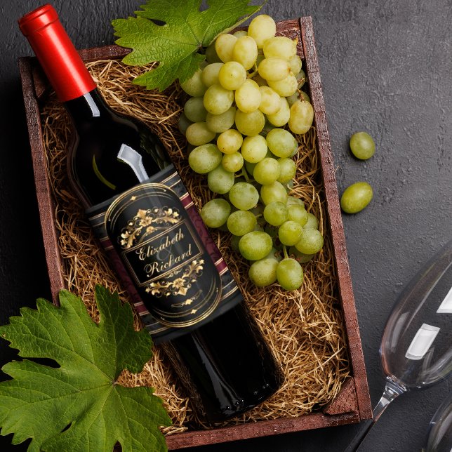 Elegant Romance Vintage Demask Celebration Wine Label (Creator Uploaded)