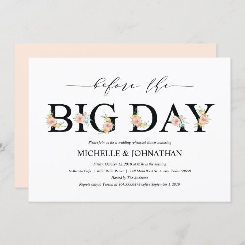 Elegant Romance Wedding Rehearsal Dinner Invites