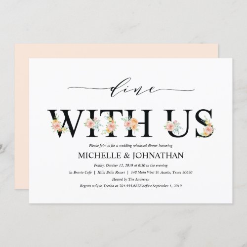 Elegant Romance Wedding Rehearsal Dinner Invites