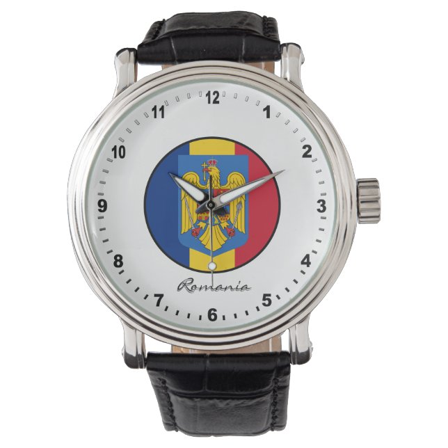 Elegant Romania Watch & Romanian Flag  (Front)