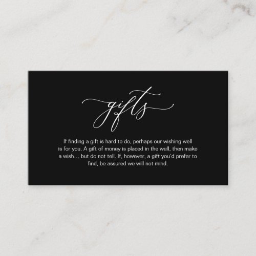 Elegant Romantic A note on gifts Black and White Enclosure Card