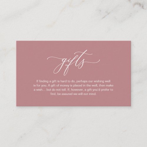 Elegant Romantic A note on gifts Dusty Rose Enclosure Card