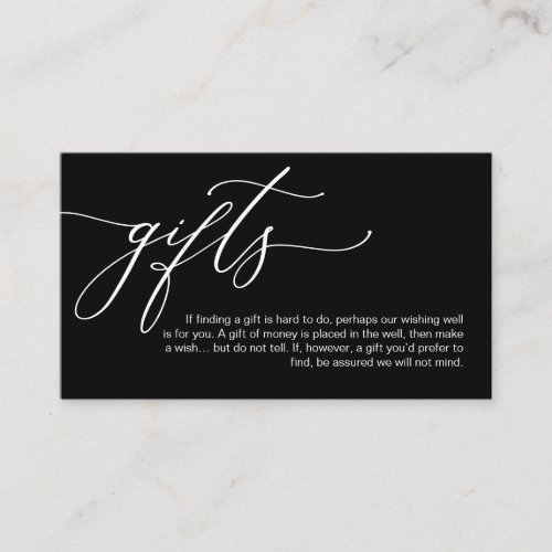 Elegant Romantic A note on gifts Money Cash Enclosure Card