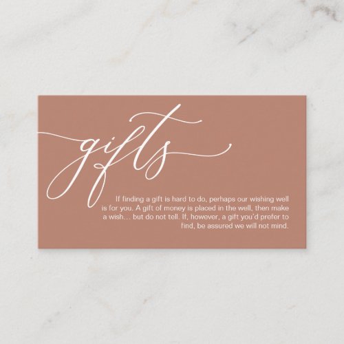 Elegant Romantic A note on gifts Money Cash Enclosure Card