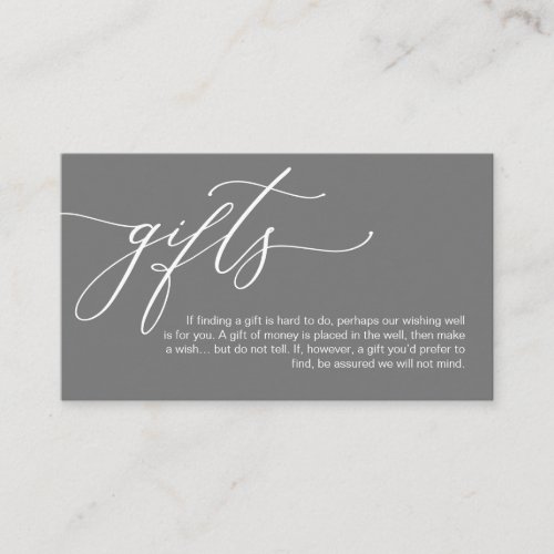 Elegant Romantic A note on gifts Money Cash Enclosure Card