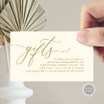 Elegant Romantic, A note on gifts, Money Cash Enclosure Card<br><div class="desc">This is the Modern calligraphy Elegant Romantic,  in classy gold theme,  A note on Wedding Gifts Enclosure Card. You can change the font colours,  and add your wedding gift enclosure card details. #TeeshaDerrick</div>