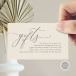 Elegant Romantic, A note on gifts, Money Cash Enclosure Card<br><div class="desc">This is the Modern calligraphy Elegant Romantic,  in dark grey and cream theme,  A note on Wedding Gifts Enclosure Card. You can change the font colours,  and add your wedding gift enclosure card details. #TeeshaDerrick</div>