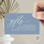 Elegant Romantic, A note on gifts, Money Cash Enclosure Card<br><div class="desc">This is the Modern calligraphy Elegant Romantic,  in dusty blue theme,  A note on Wedding Gifts Enclosure Card. You can change the font colours,  and add your wedding gift enclosure card details. #TeeshaDerrick</div>