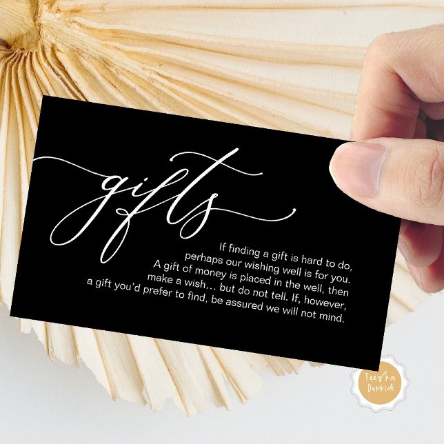 Elegant Romantic, A note on gifts, Money Cash Enclosure Card (Elegant Romantic, A note on gifts, Honeymoon Fund, Money Cash Enclosure Card, in classy black.)