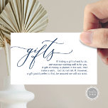 Elegant Romantic, A note on gifts, Money Cash Enclosure Card<br><div class="desc">This is the Modern calligraphy Elegant Romantic,  in navy blue theme,  A note on Wedding Gifts Enclosure Card. You can change the font colours,  and add your wedding gift enclosure card details. #TeeshaDerrick</div>