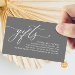 Elegant Romantic, A note on gifts, Money Cash Enclosure Card<br><div class="desc">This is the Modern calligraphy Elegant Romantic,  in dark grey theme,  A note on Wedding Gifts Enclosure Card. You can change the font colours,  and add your wedding gift enclosure card details. #TeeshaDerrick</div>