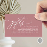 Elegant Romantic, A note on gifts, Money Cash Enclosure Card<br><div class="desc">This is the Modern calligraphy Elegant Romantic,  in dusty rose theme,  A note on Wedding Gifts Enclosure Card. You can change the font colours,  and add your wedding gift enclosure card details. #TeeshaDerrick</div>