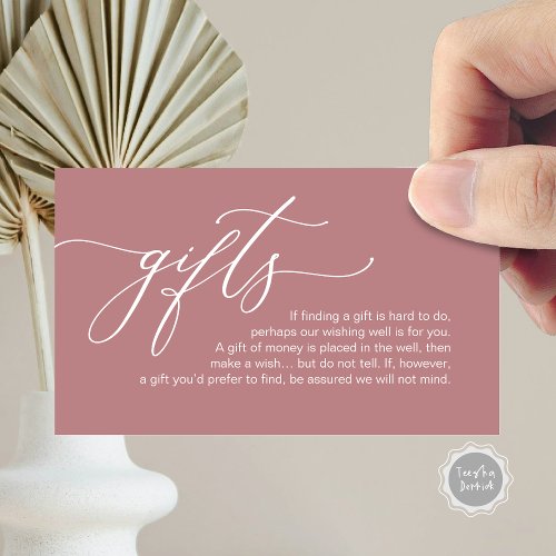 Elegant Romantic A note on gifts Money Cash Enclosure Card