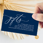 Elegant Romantic, A note on gifts, Money Cash Enclosure Card<br><div class="desc">This is the Modern calligraphy Elegant Romantic,  in navy blue theme,  A note on Wedding Gifts Enclosure Card. You can change the font colours,  and add your wedding gift enclosure card details. #TeeshaDerrick</div>