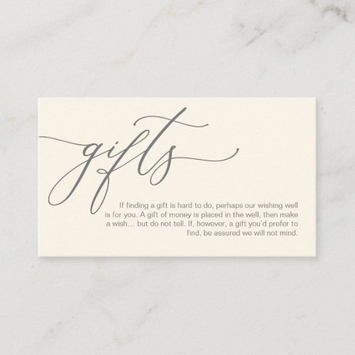 Elegant Romantic A note on gifts Money Cash Enclosure Card