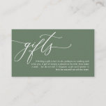 Elegant Romantic, A note on gifts, Money Cash Enclosure Card<br><div class="desc">This is the Modern calligraphy Elegant Romantic,  sage green greenery theme,  A note on Wedding Gifts Enclosure Card. You can change the font colours,  and add your wedding details in the matching font / lettering. #TeeshaDerrick</div>