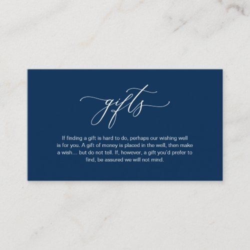 Elegant Romantic A note on gifts Navy Blue Enclosure Card