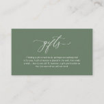 Elegant Romantic, A note on gifts, Sage Green Enclosure Card<br><div class="desc">This is the Modern calligraphy Elegant Romantic,  sage green themed,  A note on Wedding Gifts Enclosure Card. You can change the font colours,  and add your wedding details.</div>