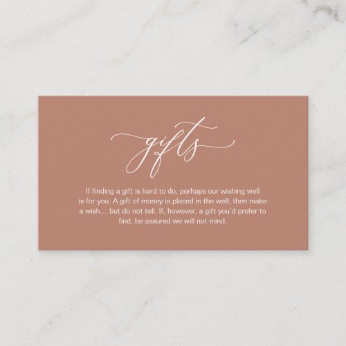 Elegant Romantic A note on gifts Terracotta Enclosure Card