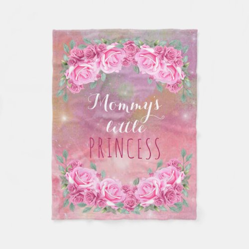 Elegant Romantic Baby Girl Pink Roses Arrangement  Fleece Blanket