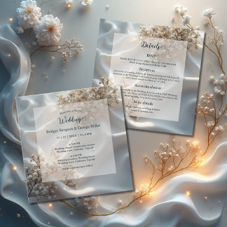 Elegant romantic babys breath floral wedding invitation
