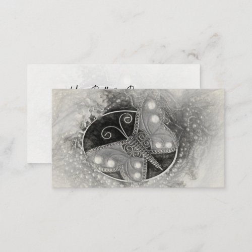 Elegant Romantic Black And White Butterfly Business Card