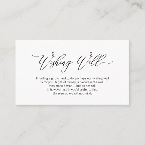Elegant Romantic Black font Wedding Wishing Well Enclosure Card