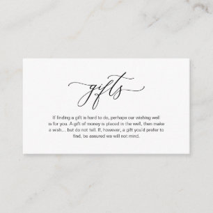 Elegant Romantic, Black script, A note on gifts Enclosure Card