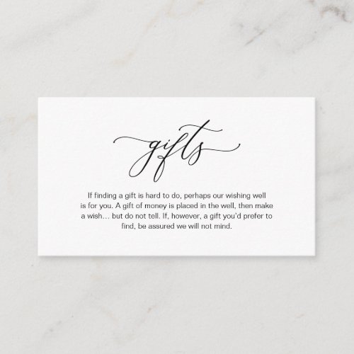 Elegant Romantic Black script A note on gifts Enclosure Card
