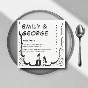 Elegant Romantic Black & White Comic Book Wedding Napkins