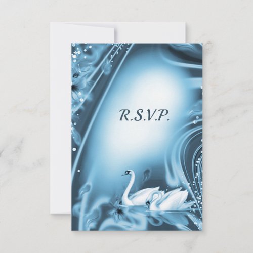 Elegant Romantic Blue Swan Love Wedding RSVP