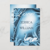 Elegant Romantic Blue Swan Love Wedding RSVP (Front/Back)