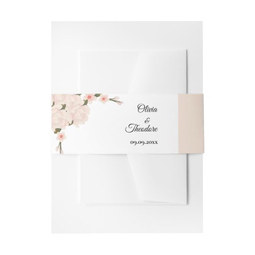 Elegant Romantic Blush Pink Floral Blossom Invitation Belly Band