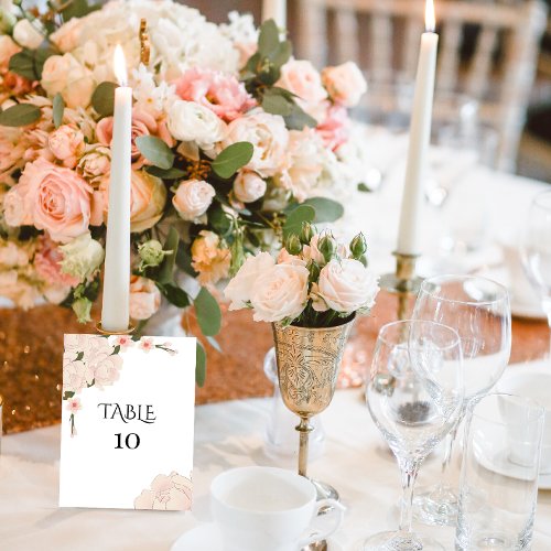 Elegant Romantic Blush Pink Floral Blossom Table Number