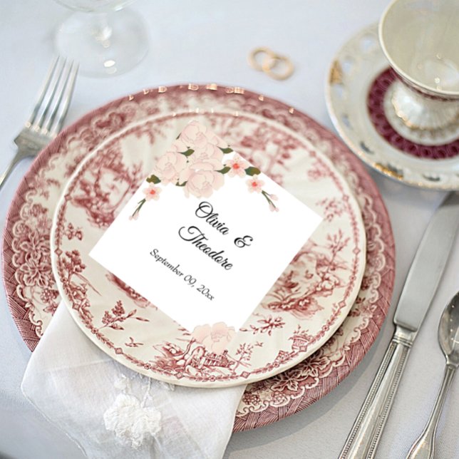 Elegant Romantic Blush Pink Floral Blossom Wedding Napkins (Creator Uploaded)