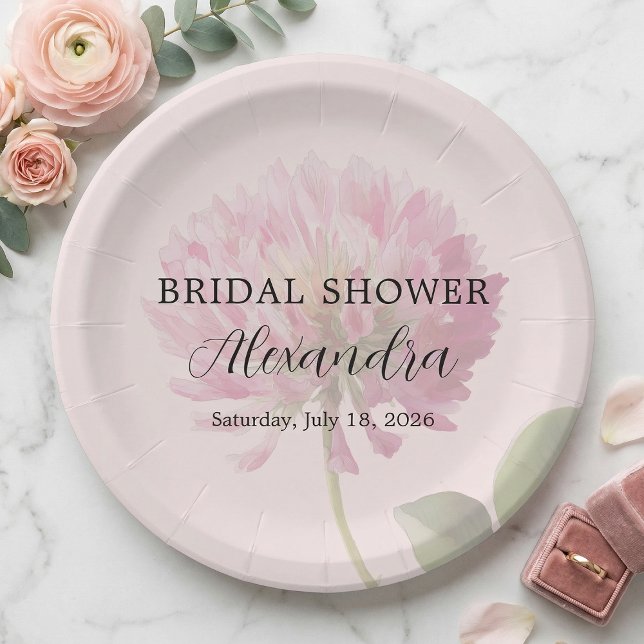 Elegant Romantic Blush Pink Floral Bridal Shower Paper Plates (Creator Uploaded)