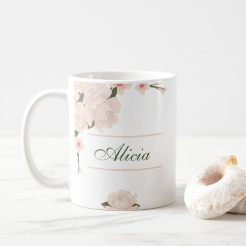 Elegant Romantic Blush Pink Floral Bridesmaid Gift Coffee Mug