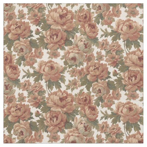 Elegant Romantic Blush Tapestry Roses Fabric