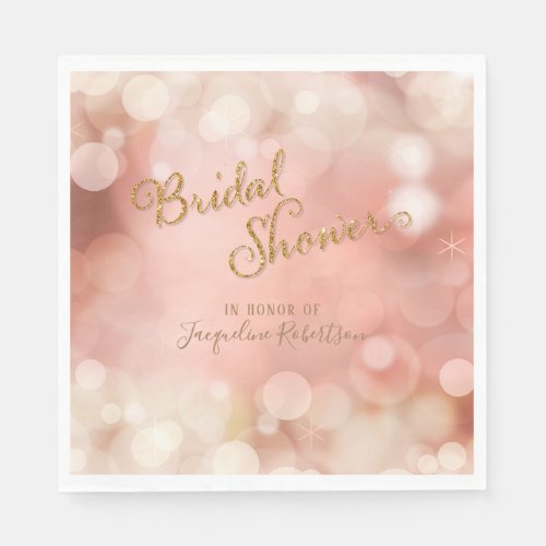 Elegant Romantic Bokeh Sparkle Blush Pink Bridal Napkins