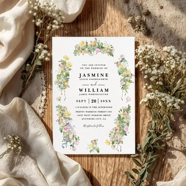 Elegant Romantic Bustling Flowers QR Code Wedding Invitation (Creator Uploaded)