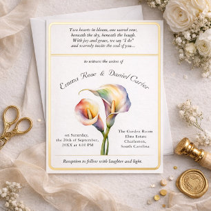 Elegant Romantic Calla Lily Soft Watercolor Pastel Foil Invitation